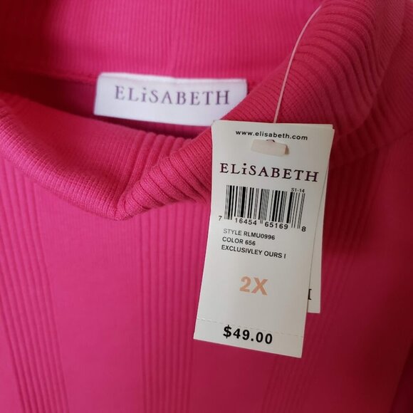 NWT Elisabeth by Liz Claiborne Barbie Pink Long Sleeve Plus Turtleneck Size 2X - Picture 6 of 7